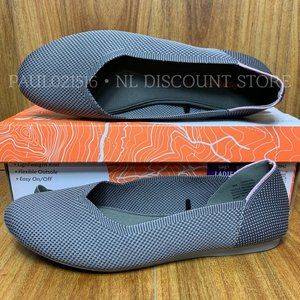 JSPORT Women's Doreen Flat Lightweight Knit Slip-on Shoes, Gray